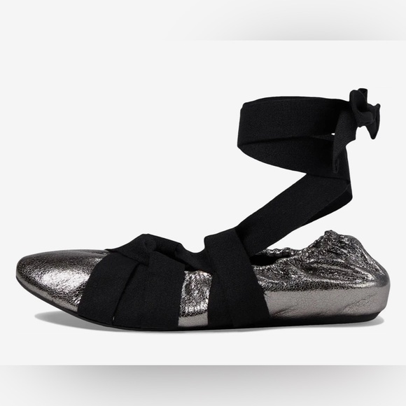 FREE PEOPLE Cece Wrap Ballet Flats / Pewter, Sz 7 NEW - Picture 5 of 11